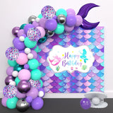 Macaron Purple Green Blue Latex Balloons Mermaid Arche Ballon Anniversaire Happy Birthday Globos Party Decoration Girl Arch Kit