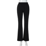 Taooba- Solid Elastic Drawstring Long Bell-Bottomed Flares Pants 2023 Y2K Wholesale Casual Streetwear Daily Women Clothing