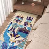 Nordic Vintage Carpet Bedroom Bedside Long Blue French Rug Soft Plush Floor Mat Home Decor Rugs Machine Washable Foldable Mats