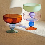 Taooba-Ice Cream  Goblet Glass Cups Mug Creative Contrasting Color Dessert Goblet Bowl Borosilicate Glass Cup Cereal Bowl