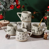 Taooba-Christmas Gift Retro Ceramic Mug Heat-resistant handle Coffee Cup Elk Handmade Juice Milk Cup For Home Office Water Cup Tea cup