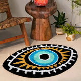 Taooba Christmas Gift White Evil Eye Rug Bath Mat Non-Slip Kitchen Mat Absorbent Tufted Kids Bathroom Washable Eye Shaped Shaggy Floor Carpet for Pets