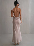 Taooba Petal Flow Backless Maxi Dress