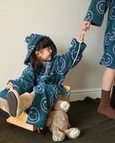 Taooba-Smiley Face Pattern Cotton Parent-child Bathrobe Towel Soft Kids Ear Hoodies Bathrobe Kimono Sleepwear Coat Bath Unisex  Towel