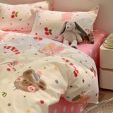 Taooba Summer Bedding Set 2024 Ins Twin Queen Duvet Cover Flat Sheet Pillowcase No Filler Girl Boys Hotel Home Bed Linens