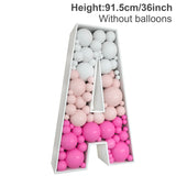 91.5CM Giant Letter Birthday Figure Balloon Filling Box Balloon Birthday Wedding Party Decor Baby Shower Baloon Mosaic Frame Box