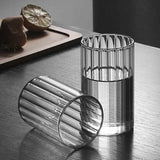 Taooba-350ml Japanese Ribbed Glass Coffee Mug Heat-Resistant Striped Glass Cup Transparent Home Drink Juice Water Beer Wine Glass