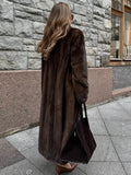 Taooba Women's Luxury Soft Thicken Warm Hairy Faux Fox Fur Coat Fashion Oversized Brown Long Sleeve Fluffy Jacket 2024 Lady Streetwear