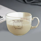 Taooba-Cute Bear Printed Glass Cups Coffee Mugs Breakfast Tea Coffee Beverage Milk Water Cup With Handle Home Office Coffee Milk Mug