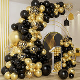 Black Gold Balloon Garland Arch Kit Confetti Latex Baloon Graduation Decorations 30th 40th Birthday Balloons Decor Baby Shower