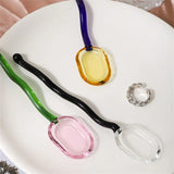 Taooba-Candy-Colored  Glass Stirring Spoon Long Handle Coffee Scoops Stirring Dessert  Juice Glass Spoon Resistant Milk Stirring Rod