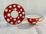 Taooba--Red and White Polka Dot Ceramic Modern Chinese and Western Combined Appearance Level Retro Mug