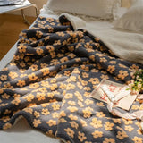 Taooba-Thickened Flower Patter Lamb Fleece Blanket Warm Jacquard Coral Fleece Sofa Throw Blanket Double Sided Plush Bed Bedspread Blant