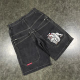 Taooba-JNCO Shorts Y2K Hip Hop Pocket Baggy Denim Gym Shorts Men Women 2023 Summer New Harajuku Gothic Men Basketball Shorts Streetwear