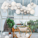 White Silver Balloon Garland Arch Chain Kids Baby Shower Boy Girl Birthday Balloon Supplies Wedding Birthday Party Decorations