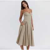 Taooba Parisians Low Cut Pleated A Line Dress