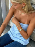 Taooba Strapless Top Women Sexy Off Shoulder Solid Tube Tops Female 2024 Summer High Street Sleeveless Fashion Slim Streetwears Lady