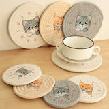 Taooba-Woven Coaster Cup Mat Table Heat Insulation Pad High Temperature Resistant Meal Pad Round American Printed Cat Pad Placemats