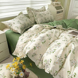 Floral Printed Duvet Cover Set with Sheet Pillowcases Warm Cute Cartoon Bed Linen Full Queen Size Home Gift Bedding Kit