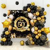 Black Gold Balloon Garland Arch Kit Confetti Latex Balloon Graduation Happy 30th 40th Birthday Balloons Decor Baby Shower Decor