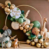 Jungle Safari Dark Green Balloon Garland Arch Kit Kid Birthday Party Supplies Gold Confetti Latex Ballons Baby Shower Decoration