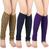 Taooba-Women Winter Leg Warmers Solid Color Knit Cable Knee High Socks Aesthetic Boot Cuffs for Streetwear Clothes Accessories