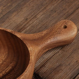 Taooba-Wooden single handle wooden bowl household kimchi bowl fruit salad bowl water scoop kitchen cooking tool