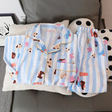 Taooba Christmas Outfit Sweet Cute Kawaii Bear Print Two Piece Pajama Set Autumn Casual All-match Homewear Sleepwear Women's Y2K Soft Women's Pajamas