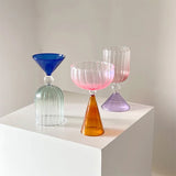 Taooba-1pc Glass Ice Cream Cup Colorful Cocktail Mug Champagne Yogurt Goblet Cup Dessert Cup Bar Party Home DrinkWare High Appearance