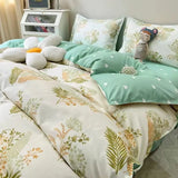 Taooba Christmas gift Ins Style Bedding Set Nordic Single Double Flat Sheet Duvet Cover Pillowcase Soft Microfiber Full Queen Size Bed Linen