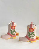 Taooba-Pure Hand-painted Flower Shoes, Vases, Boots with Unique Design, Small Vase, Ceramic Home Decoration Vase