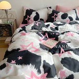 Cute Bedding Set Big Eyes Stars Duvet Cover Bed Sheet Pillowcases No Filler Floral Ins Single Queen Size Bed Linens