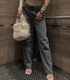 Taooba-Women Straight Denim Pants Side Pockets Ripped Cutout Long Streetwear Casual Fall Spring Baggy Trousers Y2K Cargo