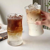 Taooba-Ins Style Coffee Cup High Temperature Glass Bamboo Knot Mug Cute Cold Drink Milk Latte Cup Microwaveable Clear Glass Drinkware