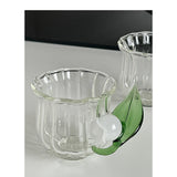 Lily of The Valley Glass Lovely Cup Home Office Glass Milk Coffee Cup Tea Cup Bell Orchid Handle Small Cup Wine Glass Set Cute