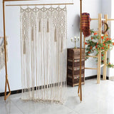 Taooba-Woven Macrame Curtain Tapestry Handmade Cotton Rope Window Door CurtainTapestry Bohemia Wedding Backdrop Taspetry Boho Decor