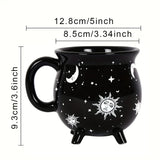 Taooba-1pc Son Moon Stars Coffee Mug 350ml/11.8oz Divination Brew Shaped Ceramic Coffee Cup Christmas Holiday Gifts Family Unique Gifts