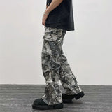 Taooba-2023 Overalls Camouflage Y2K Fashion Baggy Flare Jeans Cargo Pants Men Clothing Straight Women Wide Leg Long Trousers Pantalones