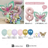 Taooba Color Palette 60pcs Larger Butterfly with 40nch Pink Number Foil Balloon Set Macaron Pink Purple Balloons for Girls Birthday Baby shower Party