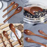 Taooba-1Pc Wooden Small Spoon Coffee Spoon Honey Stirring Spoon Children's Tableware Retro Style Creative Wooden Spoon