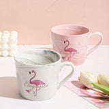 Taooba-1pc Flamingo Marble Print Coffee Mug Ceramic Coffee Cups Water Tea Cups Summer Winter Drinkware Wedding Birthday Gifts