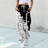 Taooba-Sweatpants for Teen Girls Women High Waisted Baggy Bottom Sweatpants Athletic Jogger Lounge Bottoms Trousers Y2k Streetwear