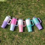 1pc 40oz Thermos Bottle Vaccuum Bottle Stainless Steel Cup Thermal Water Bottle with Handle Rainbow Thermal Mug Car Leakproof