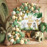 Jungle Safari Green Balloon Garland Arch Kit Kids Birthday Party Supplies Deer Pattern Gold Latex Ballons Baby Shower Decoration