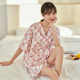 Taooba-Spring Cardigan Lapels Nightwear Girls Young Women's Pajama Sets Pyjamas Loose Sleepwear Female Loungewear Pijama Mujer Homewear