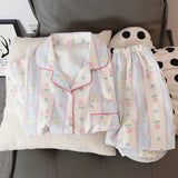 Taooba Christmas Outfit Sweet Cute Kawaii Bear Print Two Piece Pajama Set Autumn Casual All-match Homewear Sleepwear Women's Y2K Soft Women's Pajamas