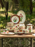 Taooba-Raspberry And tulip Ceramic Bowls Plates Tableware Chopsticks Household Rice Bowls Dishes Plates And Plates