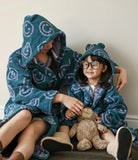 Taooba-Smiley Face Pattern Cotton Parent-child Bathrobe Towel Soft Kids Ear Hoodies Bathrobe Kimono Sleepwear Coat Bath Unisex  Towel
