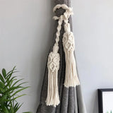 Taooba-Handwoven Macrame Curtain Tie Backs Cotton Rope Tassels Pendant Curtain Strapping  Bohemia Curtain Accesorios Wall Decoration