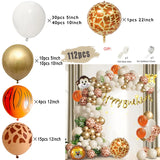 Taooba Color Palette Jungle Safari White Balloon Garland Arch Kit Kids Birthday Party Supplies Deer Pattern Gold Latex Ballons Baby Shower Decoration